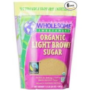 Wholesome Sweeteners Fair Trade Organic Light Brown Sugar, 24-Ounce Pouches (Pack of 6)