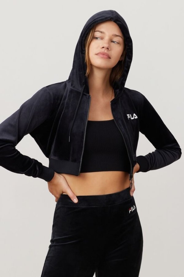 lou cropped velour hoodie