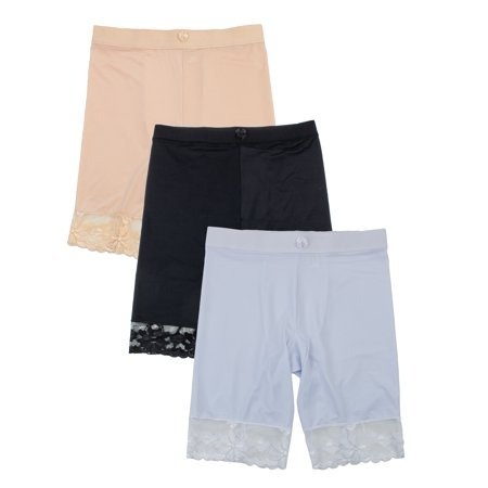 Barbra’s 3 Packs Shapewear Smooth Hi-Waist Under Skirt Slip Short Panties (Small, Mid-Waist Slip Short)