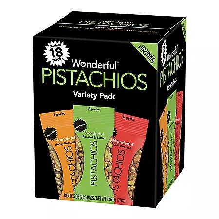Pistachios No Shells Variety Pack (0.75 oz., 18 pk.) - Sam's Club