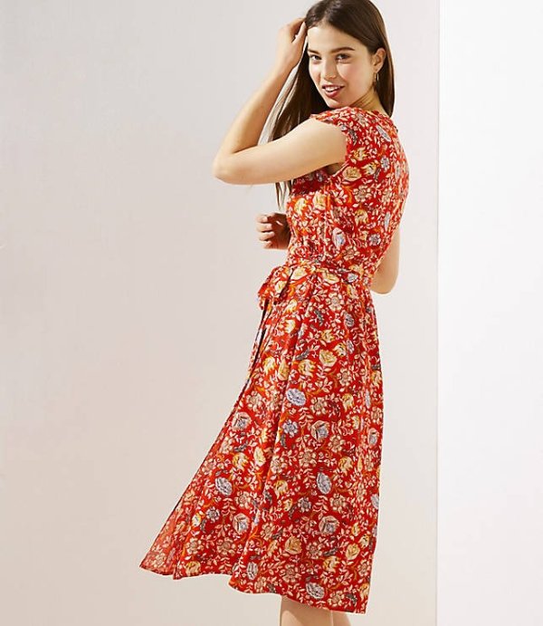 Floral Ruffle Wrap Dress | LOFT