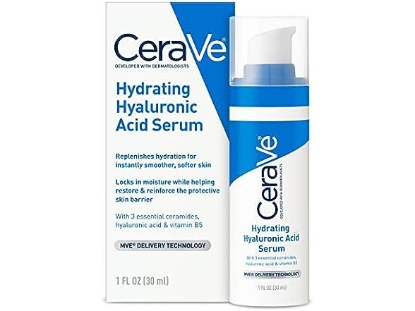 (2 Pack) Cerave Hyaluronic Acid Serum for Face with Vitamin B5 and Ceramides | Hydrating Face Serum for Dry Skin | Fragrance Free | 1 Ounce