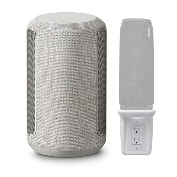 Sony SRSRA3000/H Wi-Fi Enabled 360 Reality Audio Wireless Speaker (Gray) with Outlet Wall Shelf