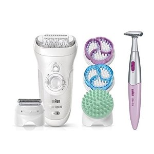 Braun Silk-épil 9 9-961V Women's Epilator, Electric Hair Removal, with 2 Exfoliation Brushes & Skin Care System