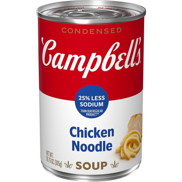 Campbell's Condensed 25% Less Sodium Chicken Noodle Soup, 10.75 Ounce Can