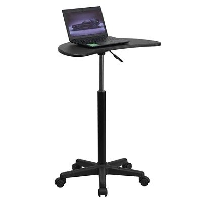 Height Adjustable Mobile Contemporary Laminate Laptop Desk, Black Item # 210603