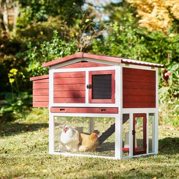 Wooden Outdoor Chicken Coop, Red