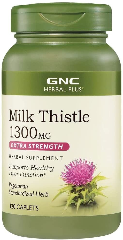 Herbal Plus Milk Thistle 1300mg | Standardized Herb, Supports Healthy Liver Function, Vegetarian | 120 Caplets