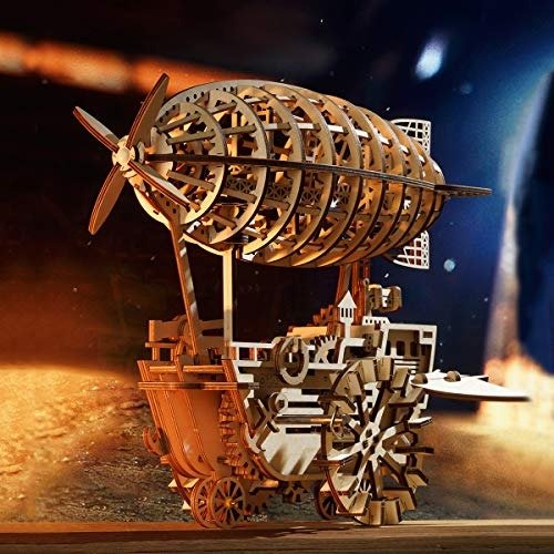 Wooden Mechanical Self-Assembly Moving Kit-Adult Craft Set-3d Laser Cutting Puzzle -Brain Teaser Educational and Engineering Toy-Best Gift for Boyfriend,Son,Father,Or Grandfather(Air Vehicle)