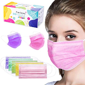50 Pack Multicolored Disposable Face Masks