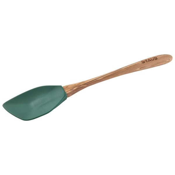 Staub Accessories Olivewood 12-inch Silicone Spoon Spatula - Basil