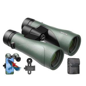 (NEW) GLLYSION 12X50 Professional HD Binoculars for Adults with Phone Adapter, High Power Binoculars with BaK4 prisms, Super Bright Lightweight & Waterproof Binoculars Perfect for Bird Watching, Hunting, Stargazing