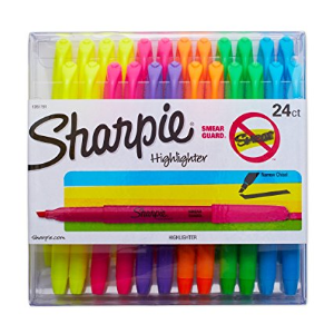 Sharpie Accent Pocket Highlighters, Chisel Tip, Assorted Colored, 24-Count