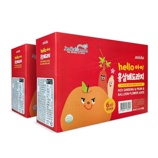 Korean Pear and Ginseng Juice [ 20 Pouches ] Healthy Natural Juice For Kids, No Sugar or Additives [Korean Foods ] 20 Pouches