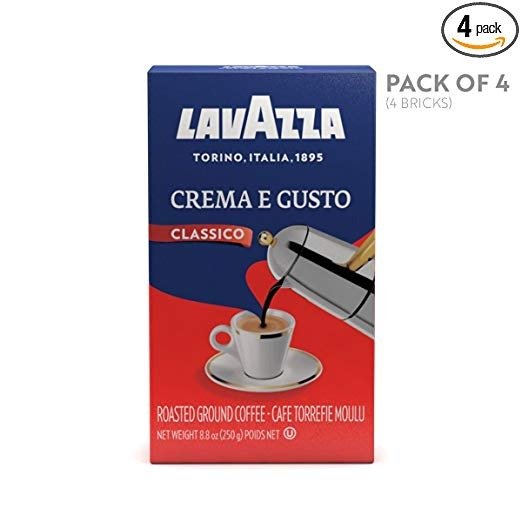 Crema e Gusto Ground Coffee Blend, Espresso Dark Roast, 8.8-Ounce Brick (Pack of 4)