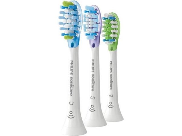 Sonicare Replacement Toothbrush Head Variety Pack - 1 Premium Plaque Control + 1 Premium Gum Care + 1 Premium White, HX9073/65, Smart Recognition, White 3-pk