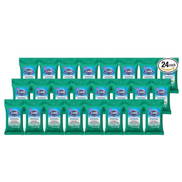 Disinfecting Wipes On The Go, Bleach Free Travel Wipes, 9 Ct, Pack of 24 (Package May Vary)