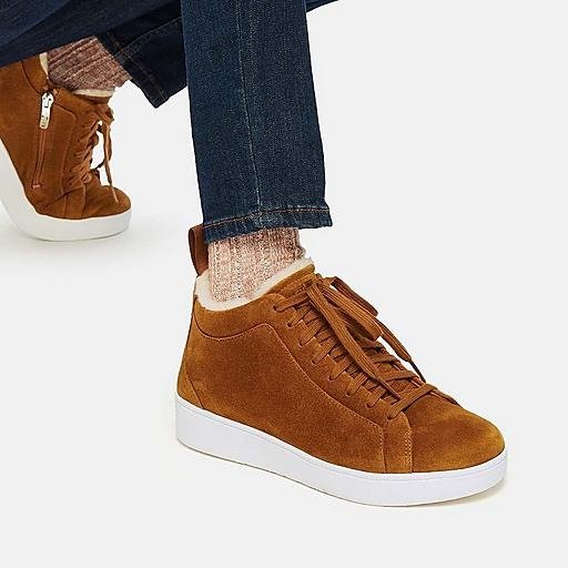 Faux-Fur Lined Suede High-Top Sneakers