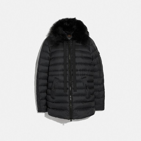 Down Jacket With Shearling Collar