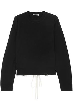 Open-back lace-up cashmere sweater