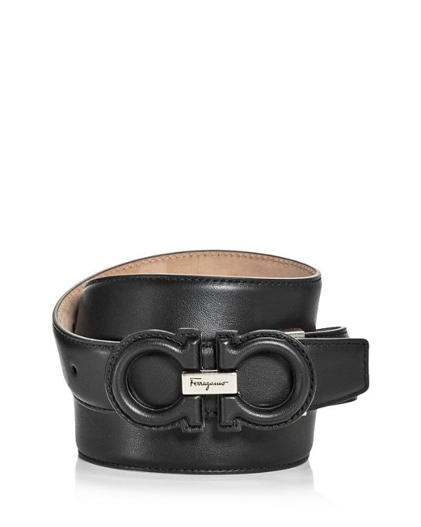 Men's Double Gancini Buckle Leather Belt