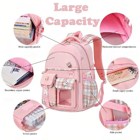 Girls School Backpack,Cute Backpacks for Girls,Elementary School Bag for Teen Girls,Gradient Kids Bookbag with Compartments