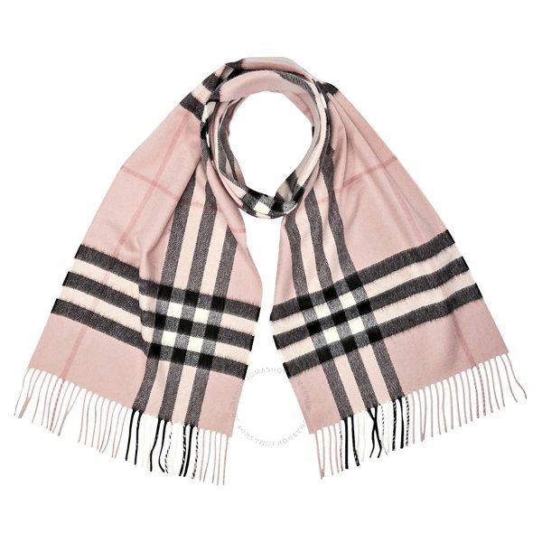 Giant Check Cashmere Scarf- Ash Rose