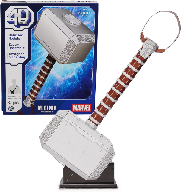 4D Build Marvel Mjolnir Thor Hammer 3D Puzzle Model Kit with Stand 87 Pcs