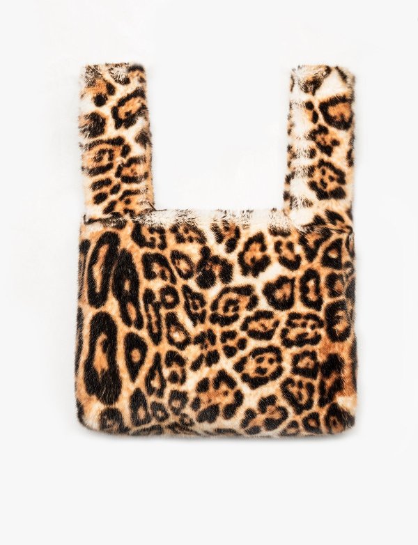 Leopard Faux Fur Pull Through Bag