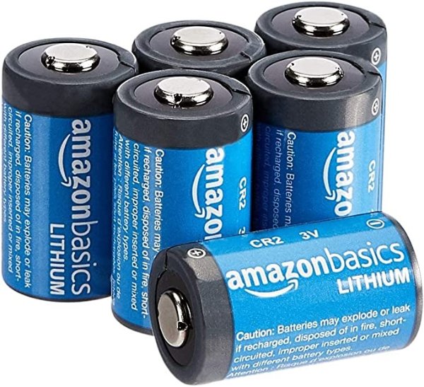 Amazon Basics 6-Pack CR2 Lithium Batteries, 3 Volt, Long Lasting Power, Low Self-Discharge Rate