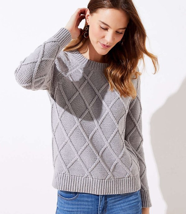 Diamond Cable Sweater | LOFT