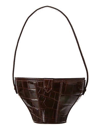 Croc-Embossed Leather Bucket Bag