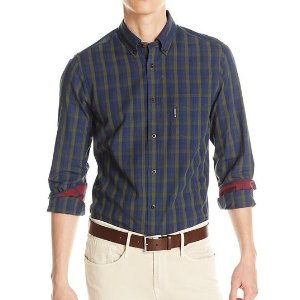Ben Sherman Men's Woven Button-Front Plaid Shirt
