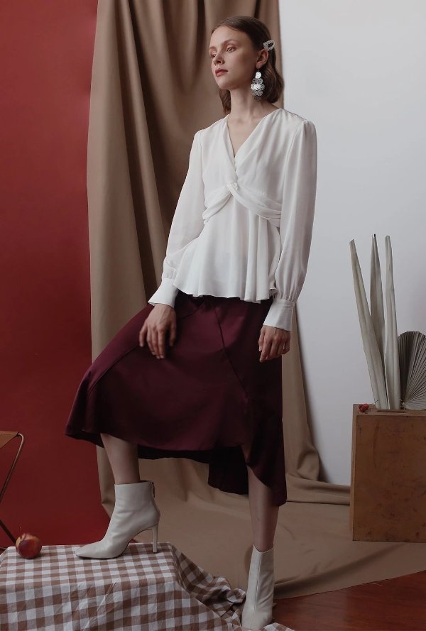 Attie Silk Skirt - Plum