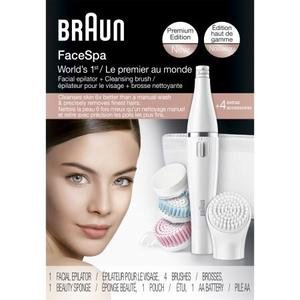 Braun Face 851 Women's Miniature Epilator, Electric Hair Removal, with 4 Facial Cleansing Brushes and Beauty Pouch