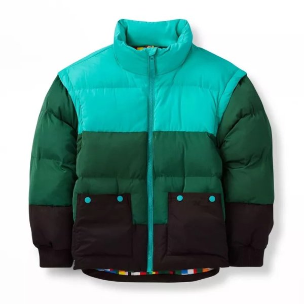 Kids' Adaptive Color Block Puffer Jacket - LEGO® Collection x Target Teal/Green/Black