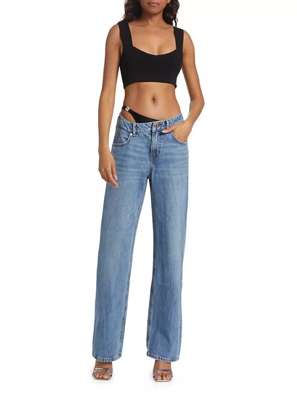 Wide-Leg Bikini-Waist Jeans