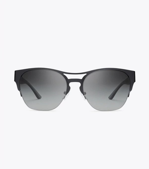 Half-Rim Square Metal Sunglasses