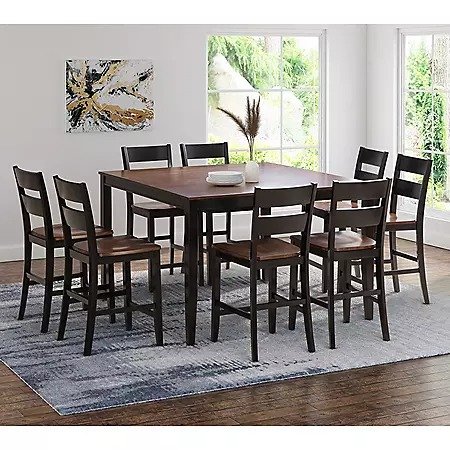 Wesley 9-Piece Counter Height Wood Dining Set - Sam's Club