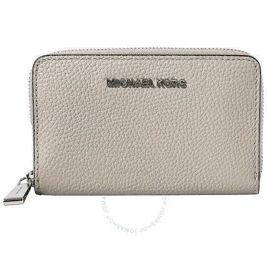 Grey Small Pebbled Leather Compact Wallet