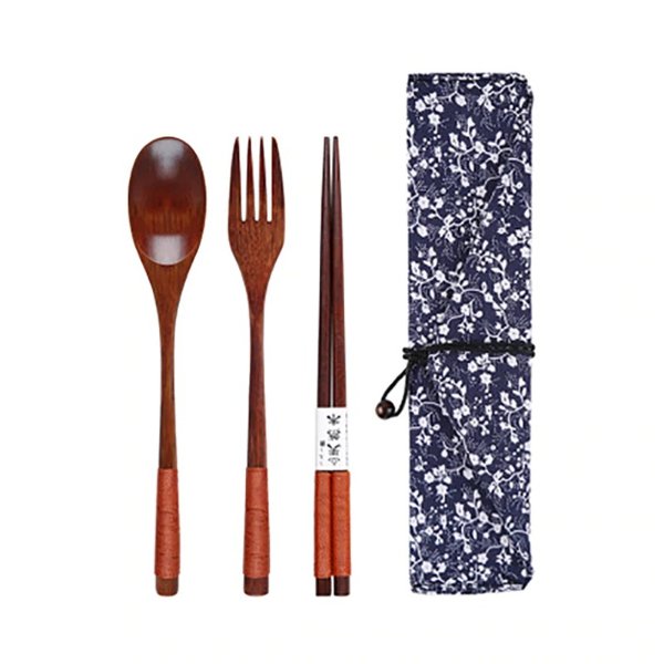 US $2.7 |Baispo Portable Tableware Wooden Cutlery Sets with Useful Spoon Fork Chopsticks Travel Gift Dinnerware Suit with Cloth bag|Dinnerware Sets| | - AliExpress