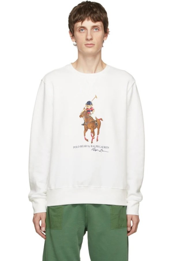 White Polo Bear Big Pony Sweatshirt