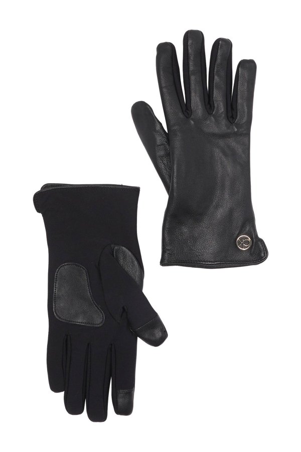 Knit Palm Leather Gloves