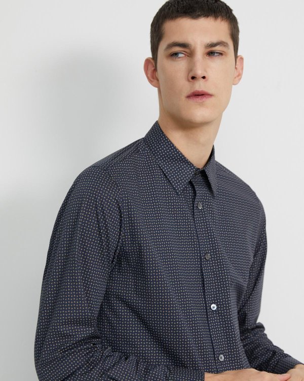 Irving Shirt in Geo Print Stretch Cotton
