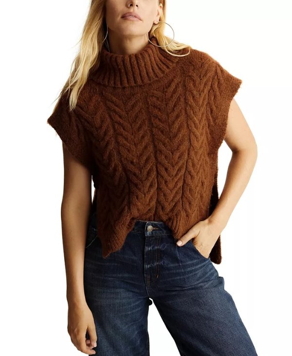 Women's Turtleneck High-Low Sweater Vest