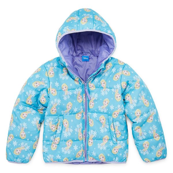 Disney Collection - Girls Frozen Hooded Heavyweight Puffer Jacket-Toddler