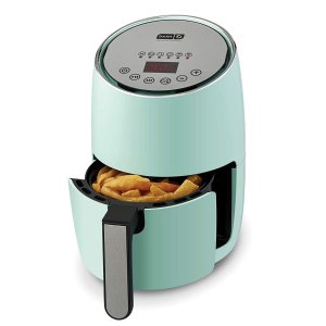 DASH Compact Electric Air Fryer + Oven Cooker with Digital Display, Temperature Control, Non Stick Fry Basket, Recipe Guide + Auto Shut Off Feature, 1.6 L, up to 2 QT, Aqua @ Amazon