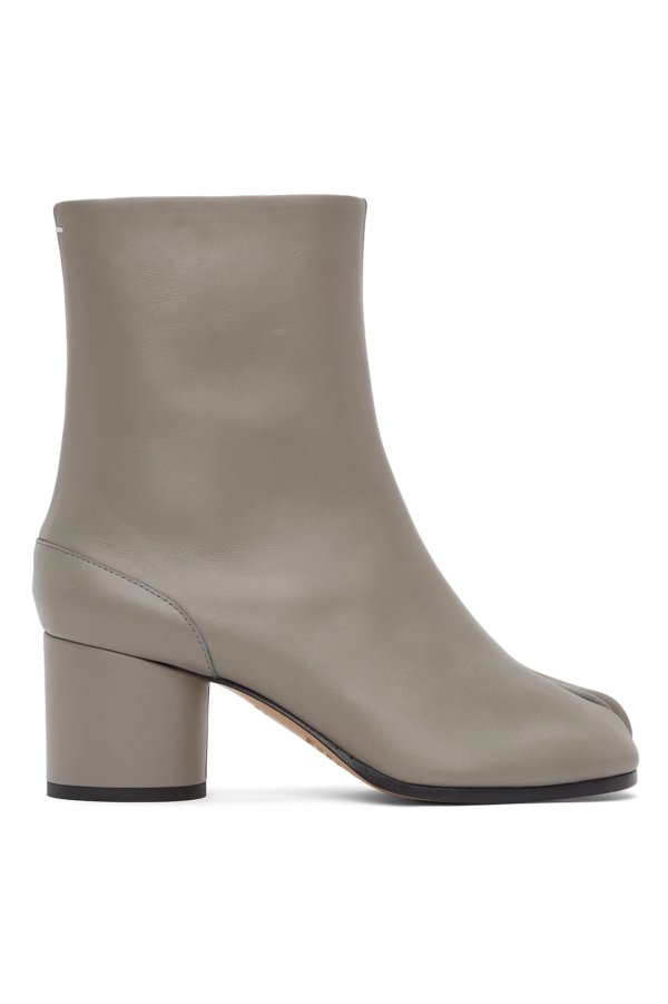 SSENSE Exclusive Grey Mid Heel Tabi Boots