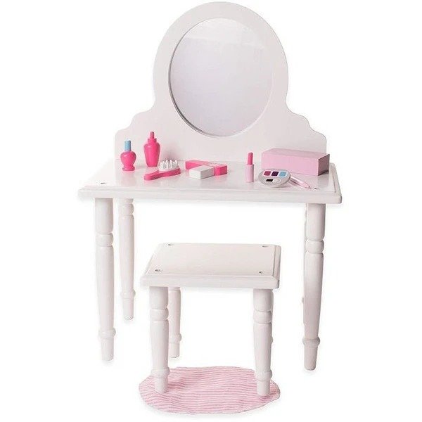 18 Inch Doll Furniture - Make Up Vanity and Stool Set