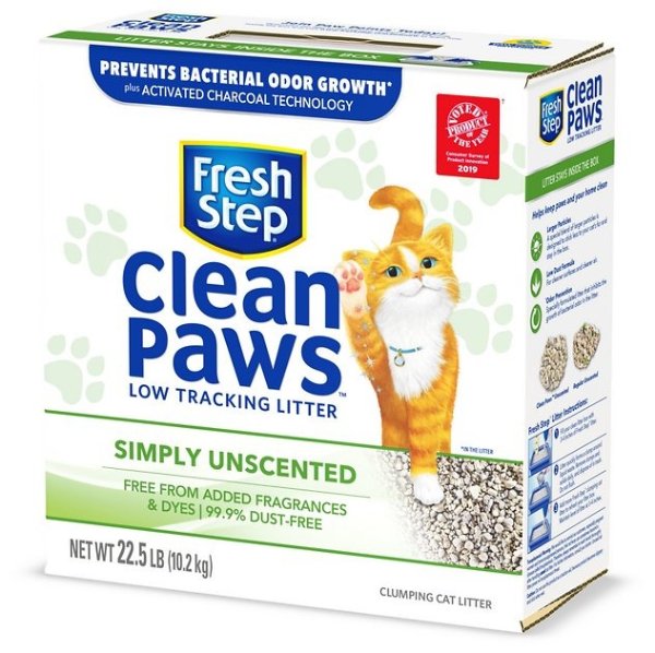 FRESH STEP Clean Paws Simply Unscented Clumping Clay Cat Litter, 22.5-lb box - Chewy.com